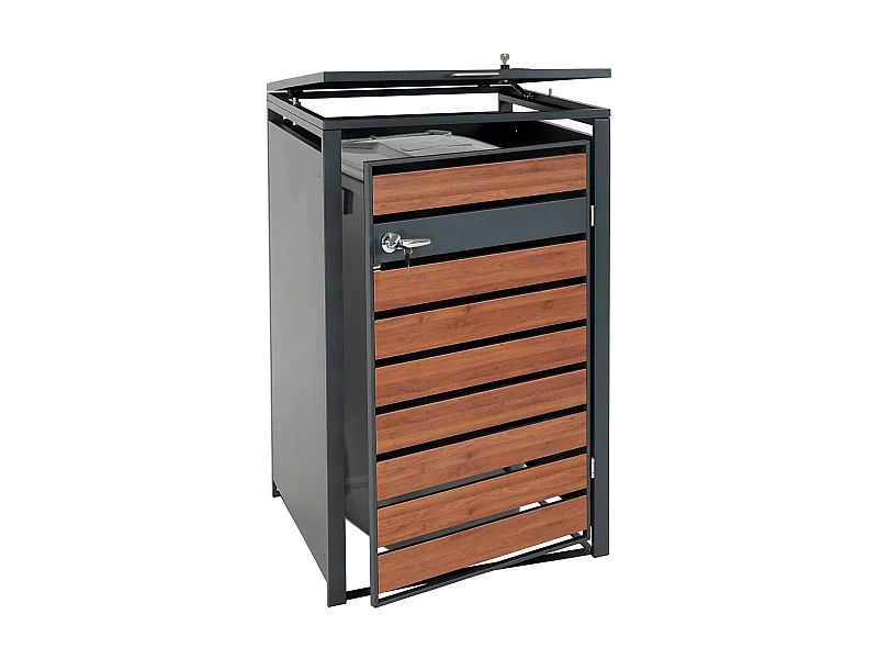 1er Mülltonnenverkleidung MCW-J81, Kirsche-Holzoptik dunkelbraun