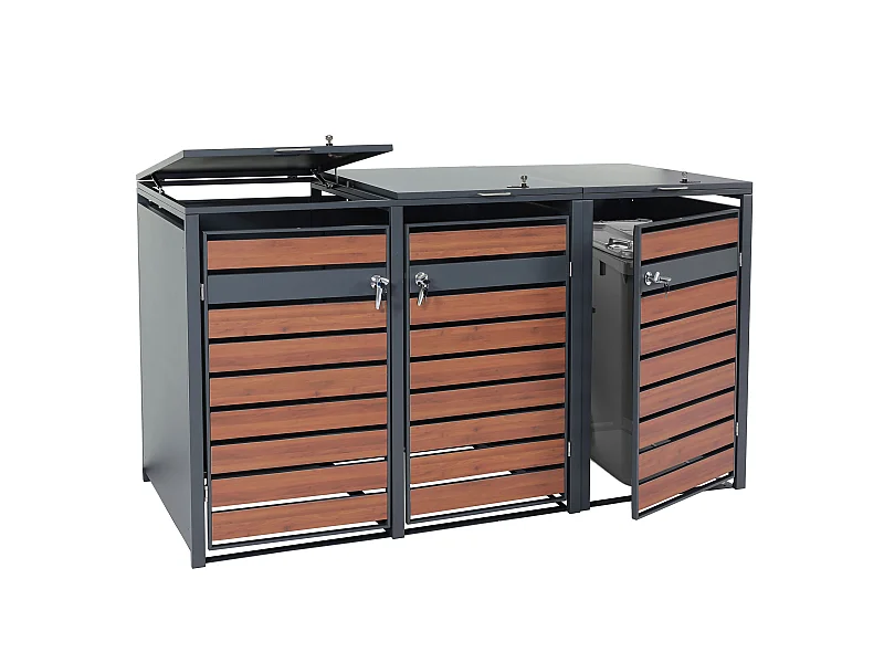 3-bin voering MCW-J81,  kersenhout look donkerbruin