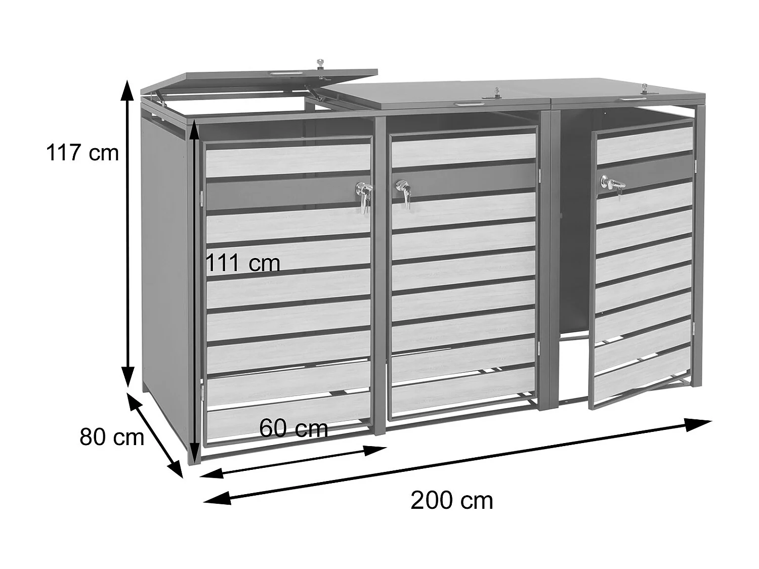 3-bin waste bin cover MCW-J81,  dark brown cherry wood effect