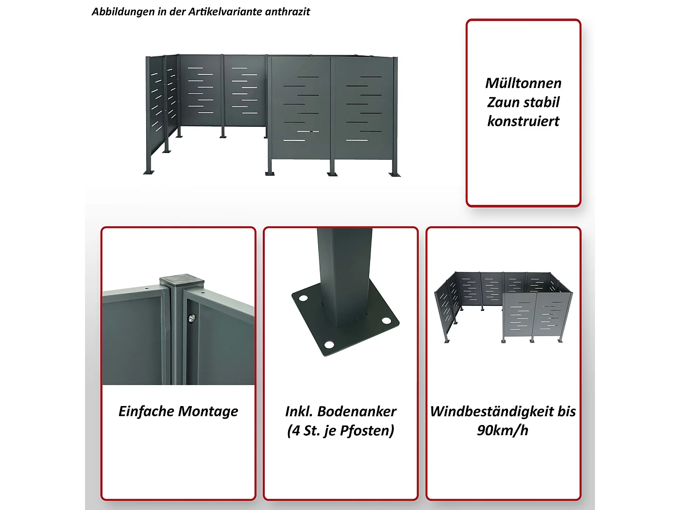Afvalemmerhek MCW-J55 metaal,  roestvrij staal