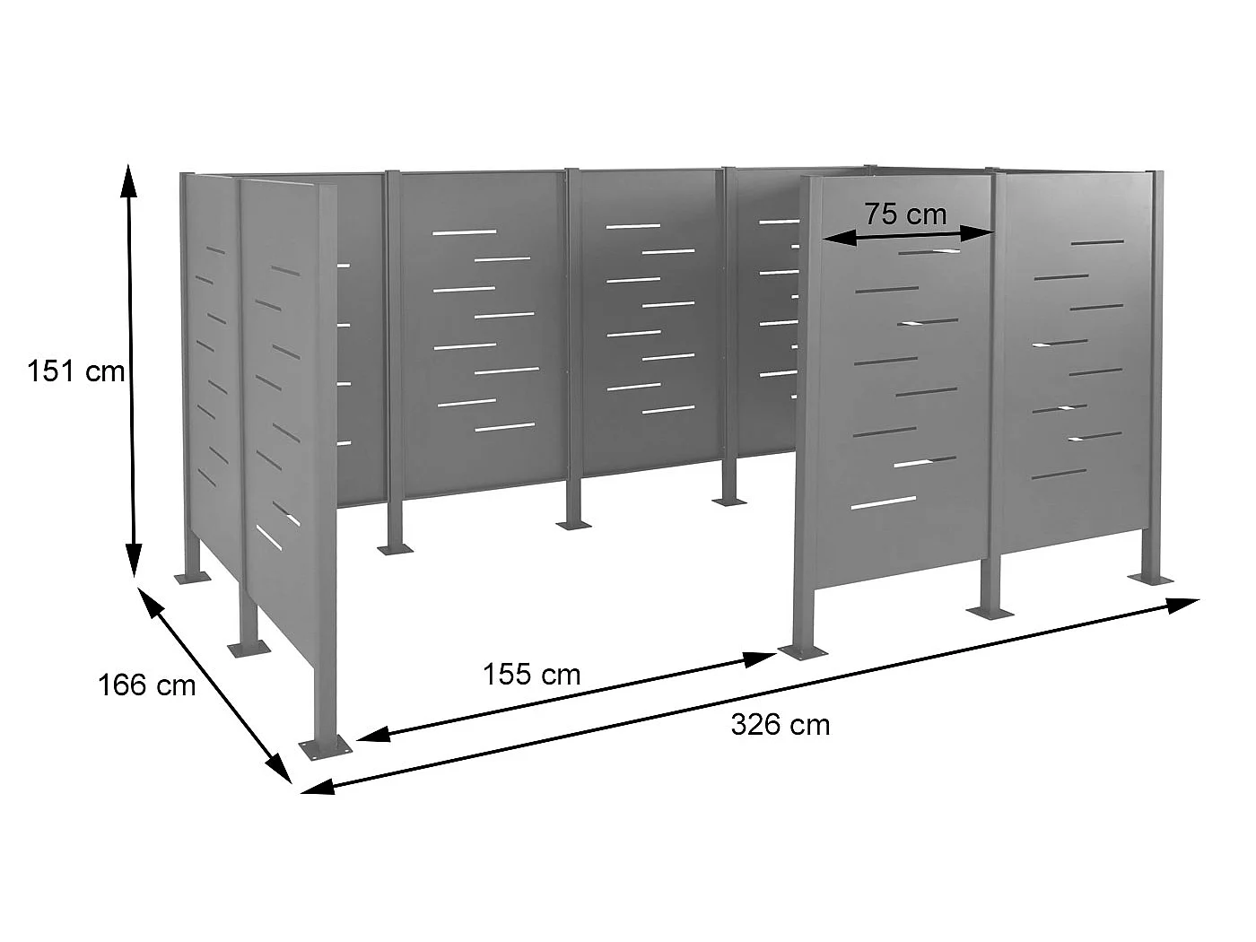 Affaldscontainerhegn MCW-J55 i metal,  rustfrit stål
