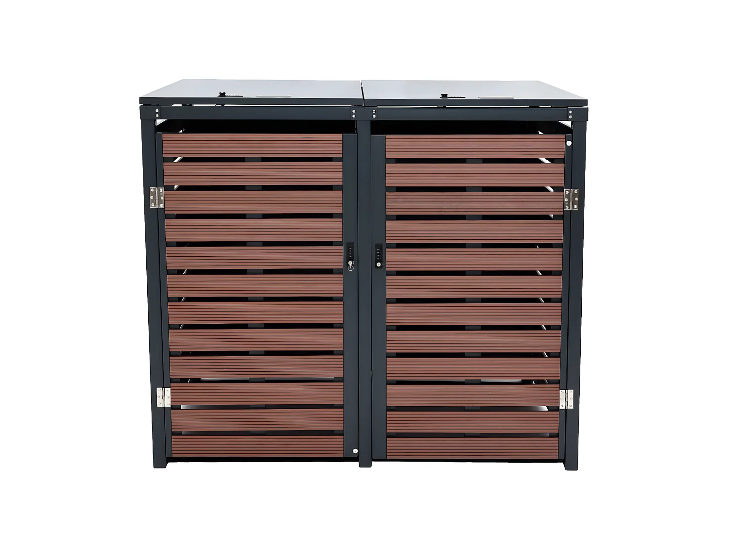 2er Mülltonnenverkleidung MCW-K14, Walnuss-Holzoptik