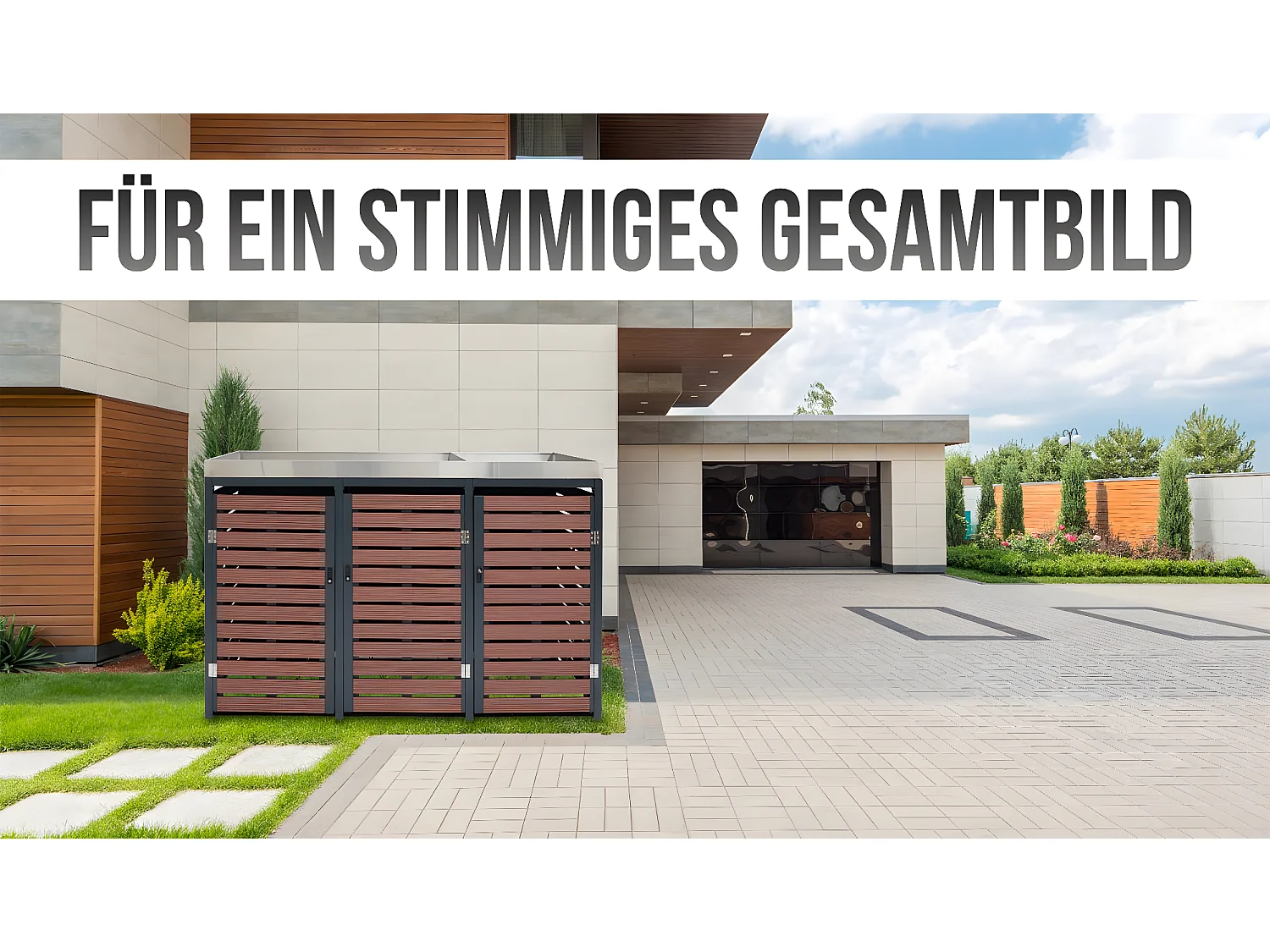 4er Mülltonnenverkleidung MCW-K14, Anthrazit