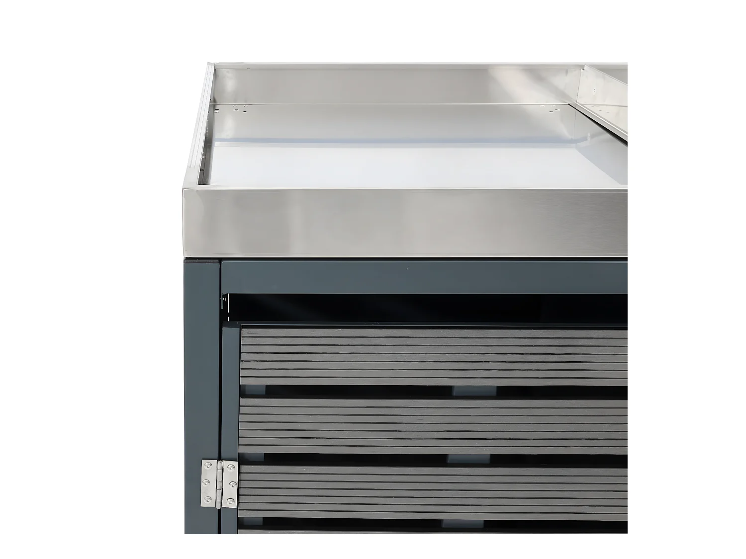 4x copribidoni box spazzatura rifiuti con fioriera MCW-K14 84x265x124cm metallo WPC antracite