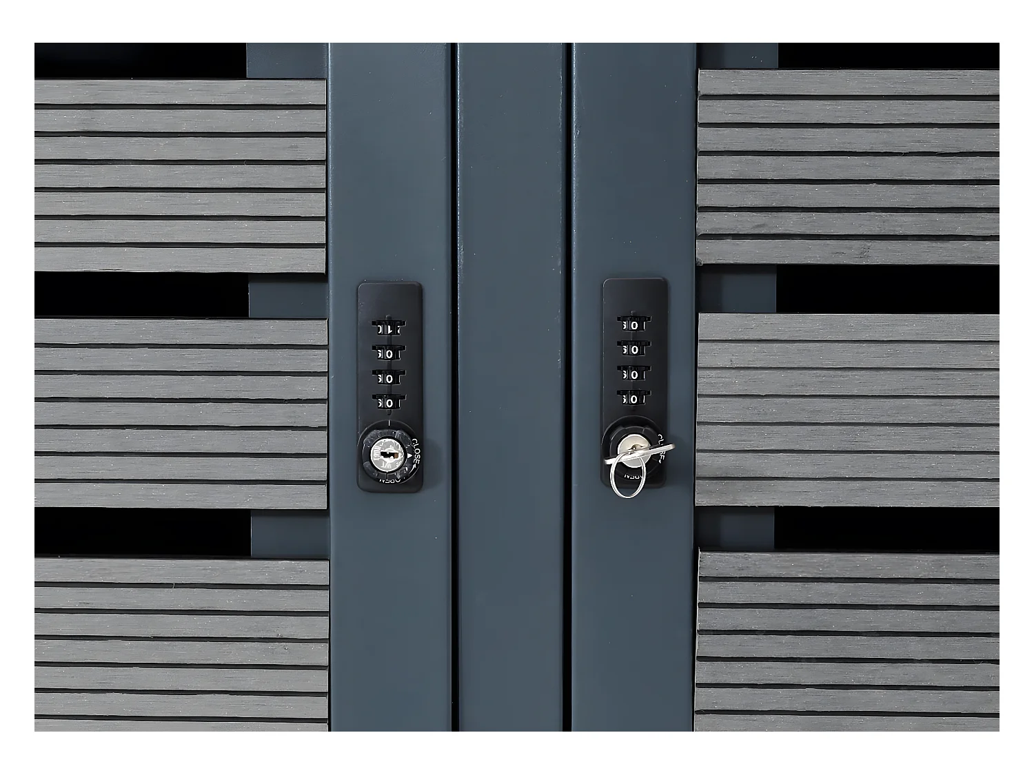 4x copribidoni box spazzatura rifiuti con fioriera MCW-K14 84x265x124cm metallo WPC antracite