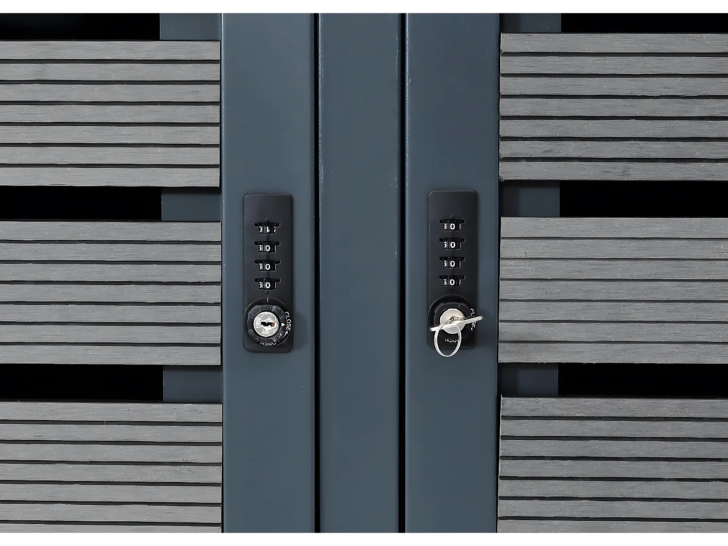 4x copribidoni box spazzatura rifiuti con fioriera MCW-K14 84x265x124cm metallo WPC antracite