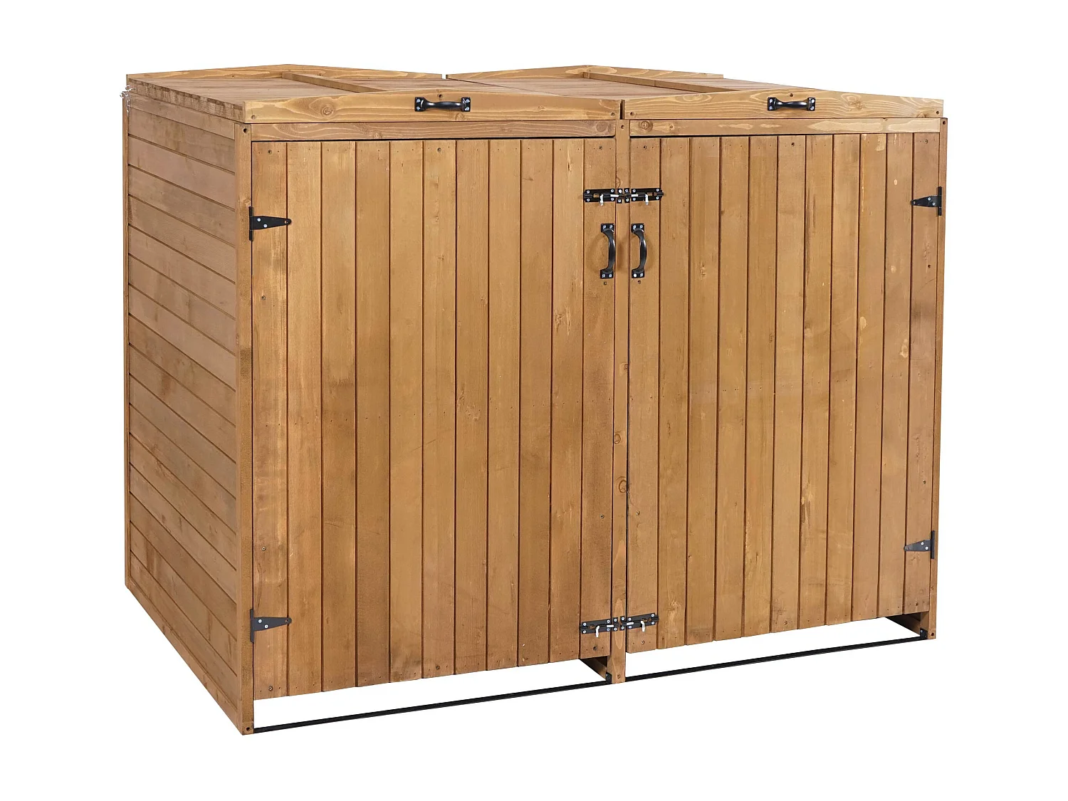 2x copribidoni box spazzatura rifiuti MCW-H74 98x158x126cm legno abete marrone