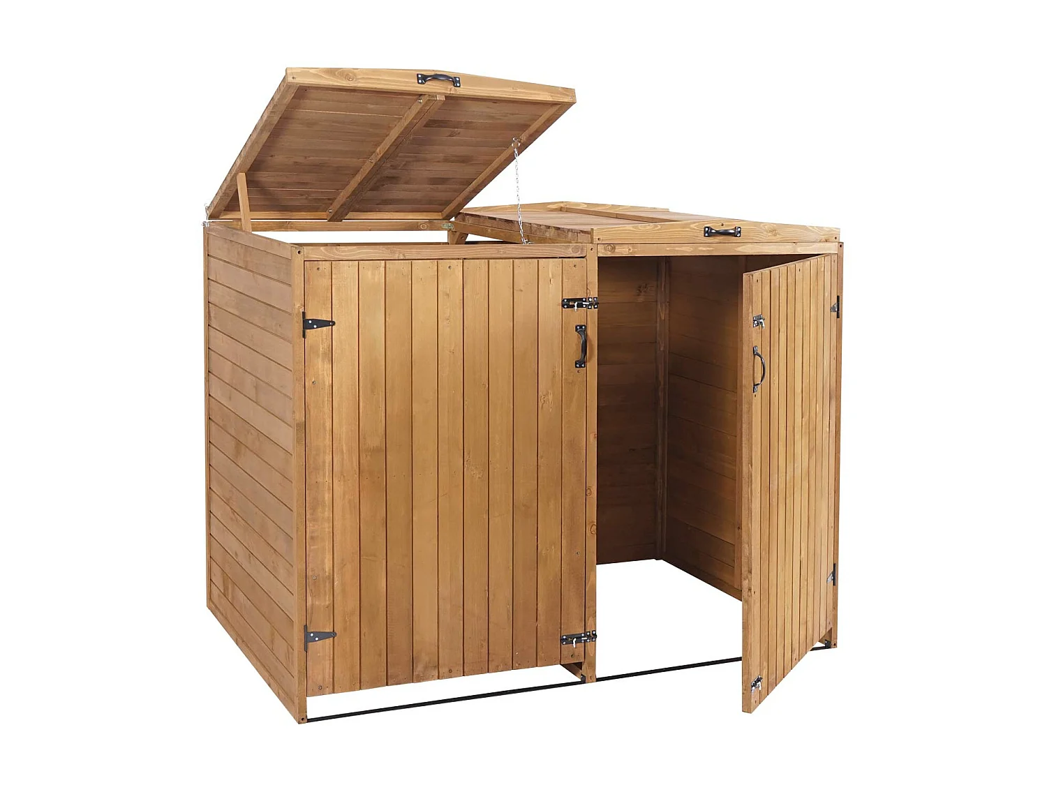 2x copribidoni box spazzatura rifiuti MCW-H74 98x158x126cm legno abete marrone