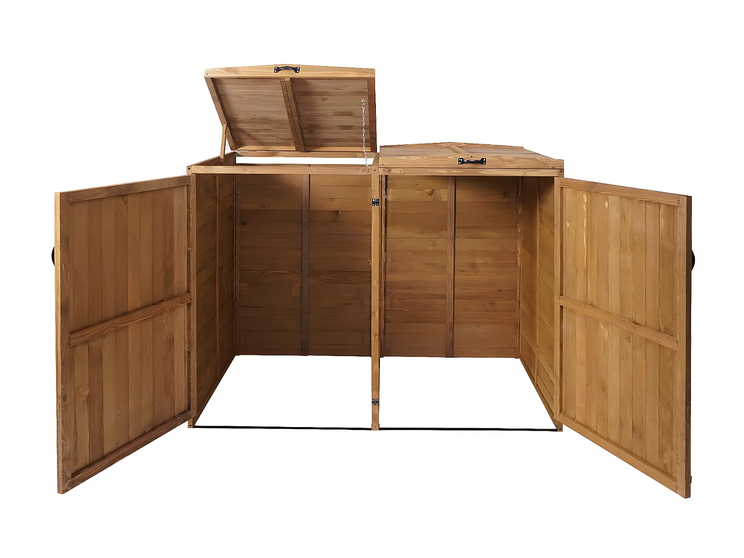 2x copribidoni box spazzatura rifiuti MCW-H74 98x158x126cm legno abete marrone