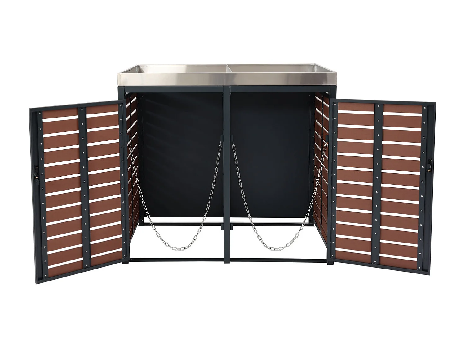 Mülltonnenverkleidung MCW-K14, Walnuss-Holzoptik