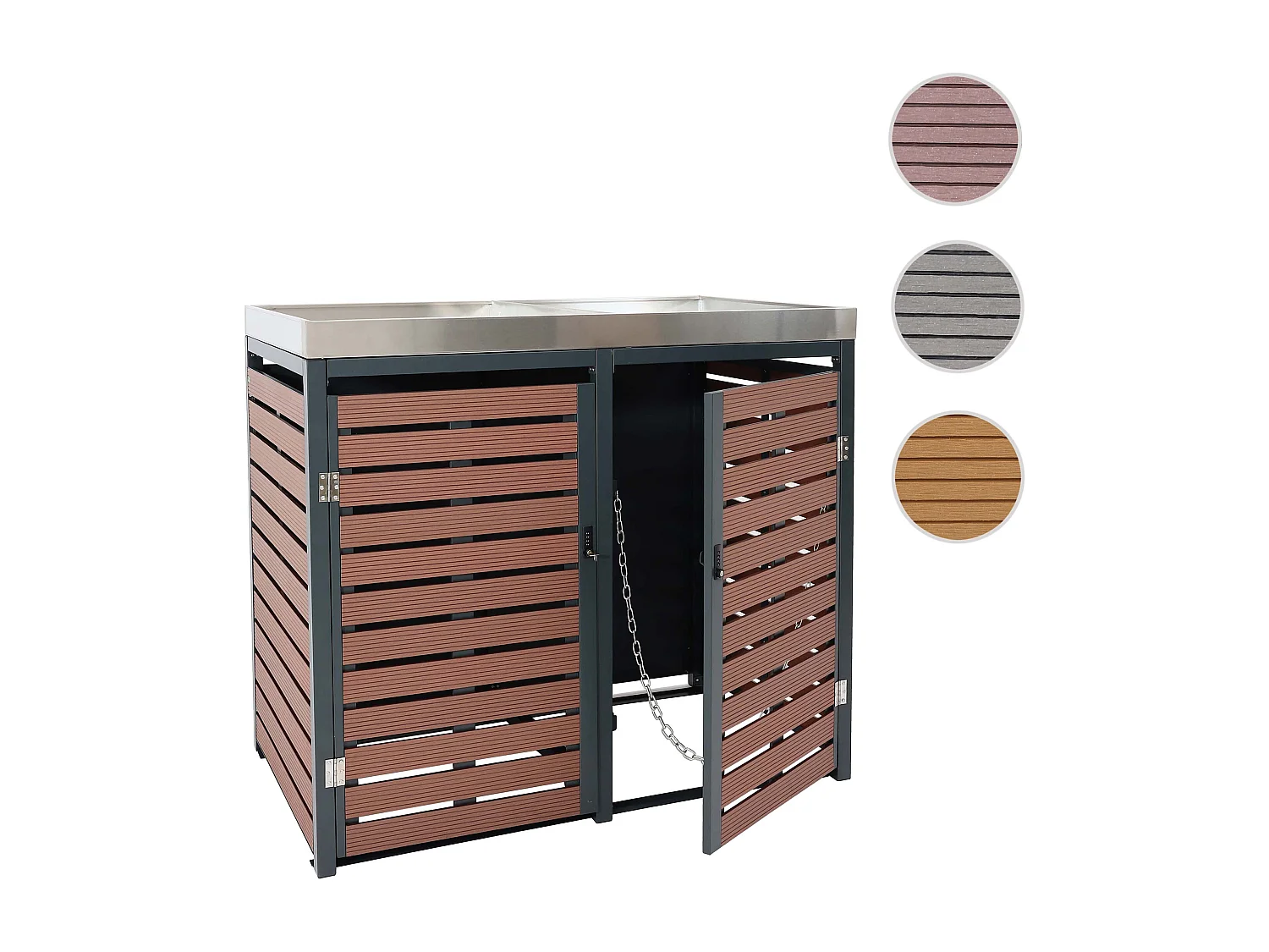 Mülltonnenverkleidung MCW-K14, Walnuss-Holzoptik