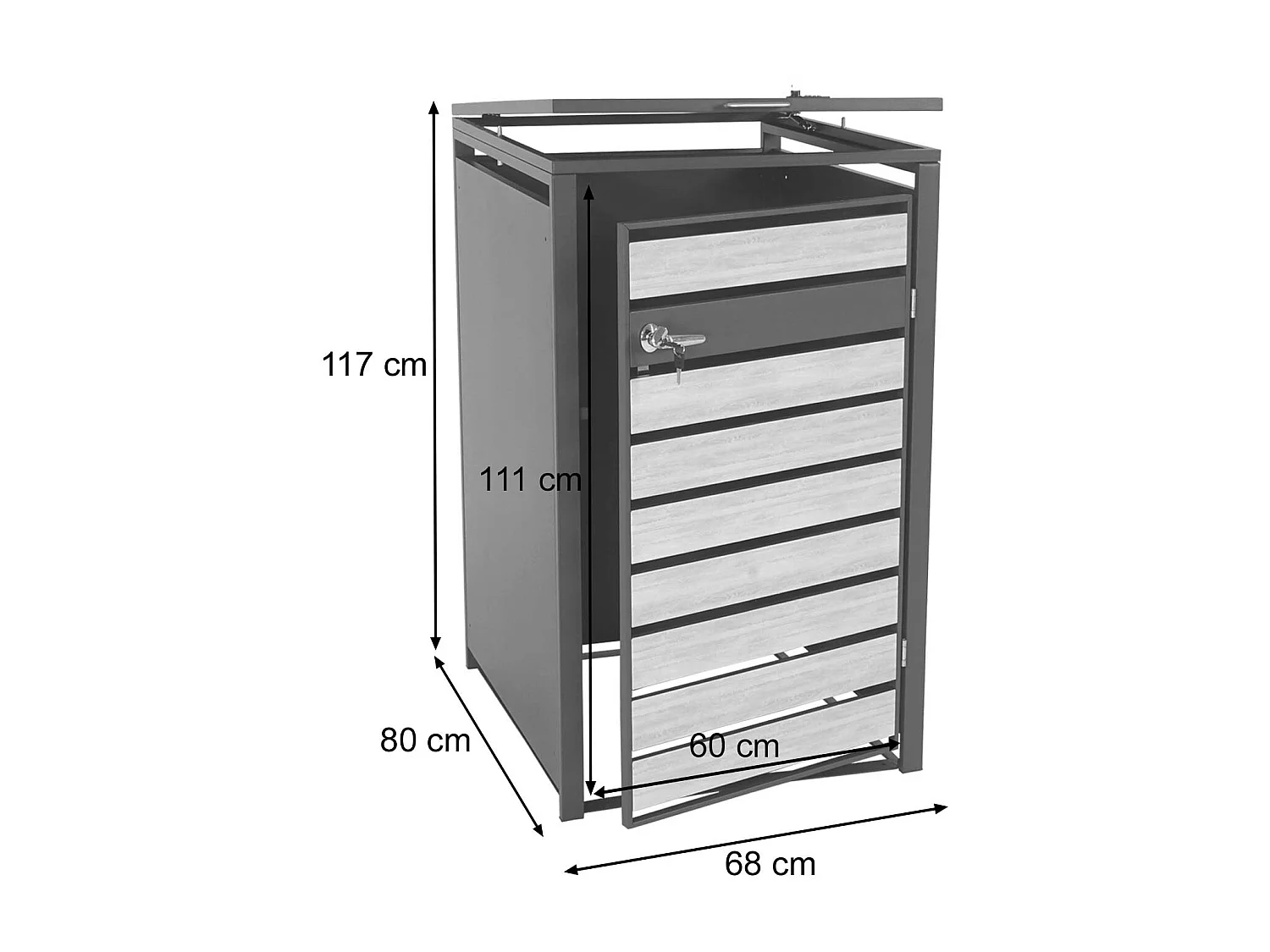 Copribidone box spazzatura rifiuti MCW-J81 80x68x117cm acciaio inox antracite gold