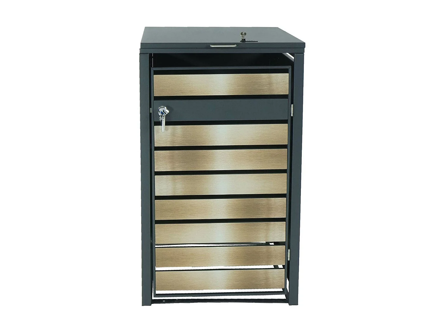 Copribidone box spazzatura rifiuti MCW-J81 80x68x117cm acciaio inox antracite gold