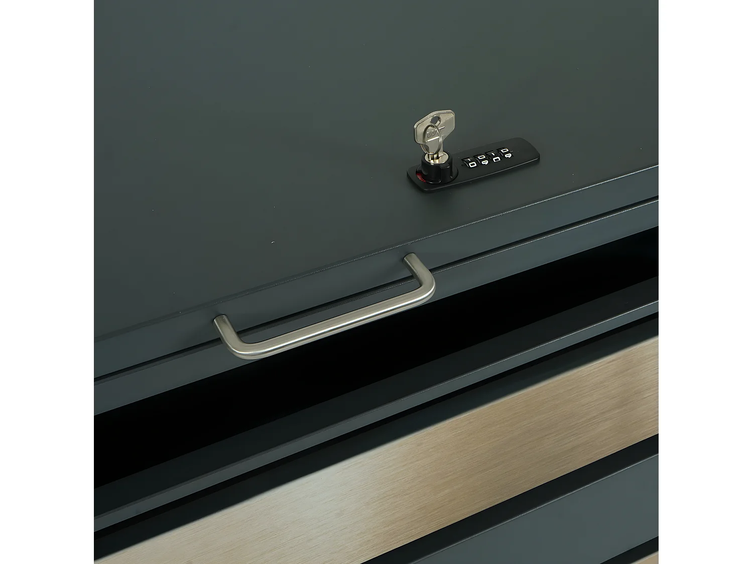 Copribidone box spazzatura rifiuti MCW-J81 80x68x117cm acciaio inox antracite gold