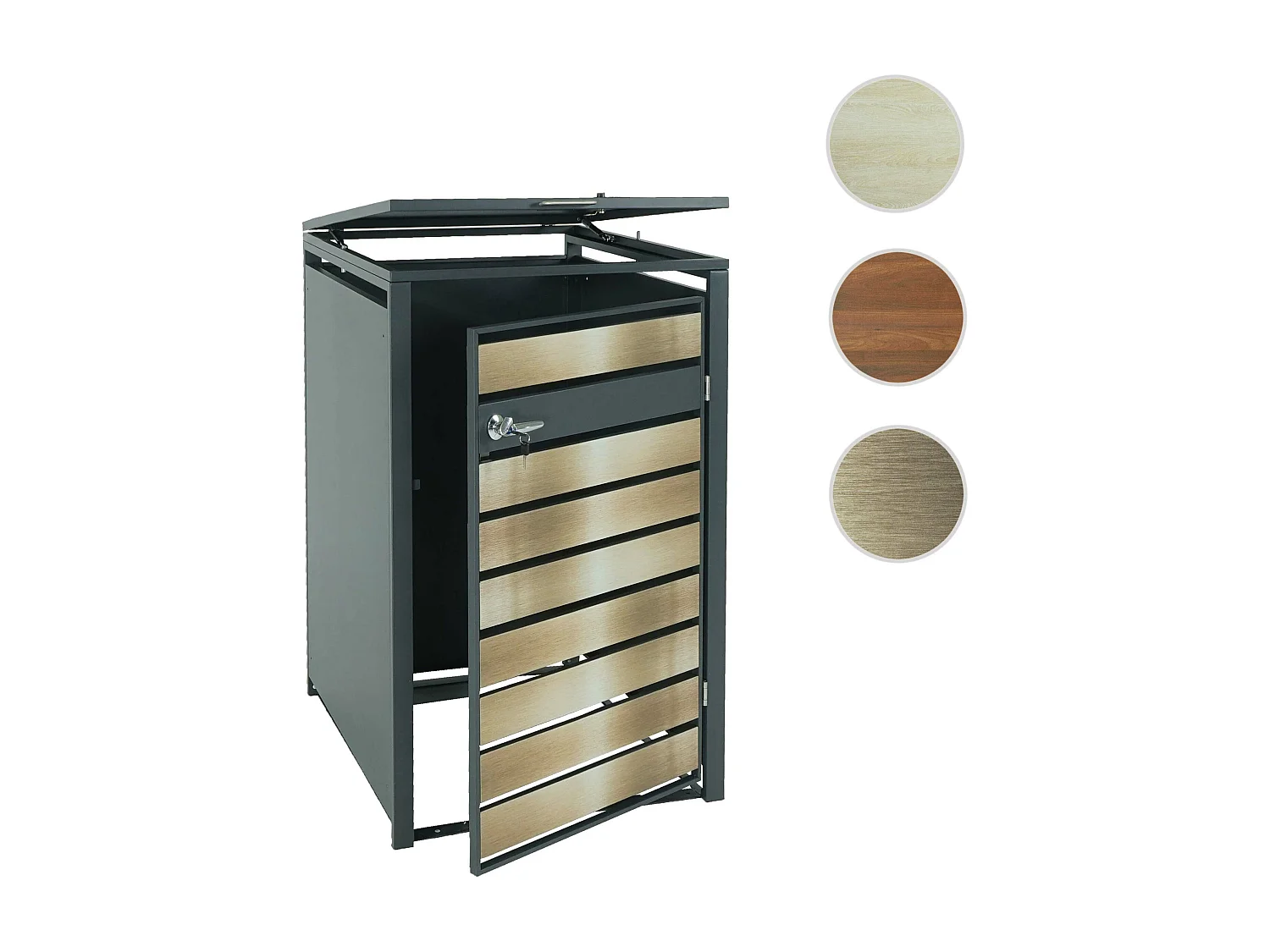 Copribidone box spazzatura rifiuti MCW-J81 80x68x117cm acciaio inox antracite gold