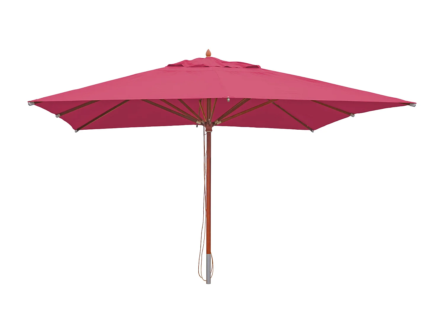 Ombrellone parasole quadrato MCW-C57 legno alluminio tessuto 300g/m² 4x4m bordeaux