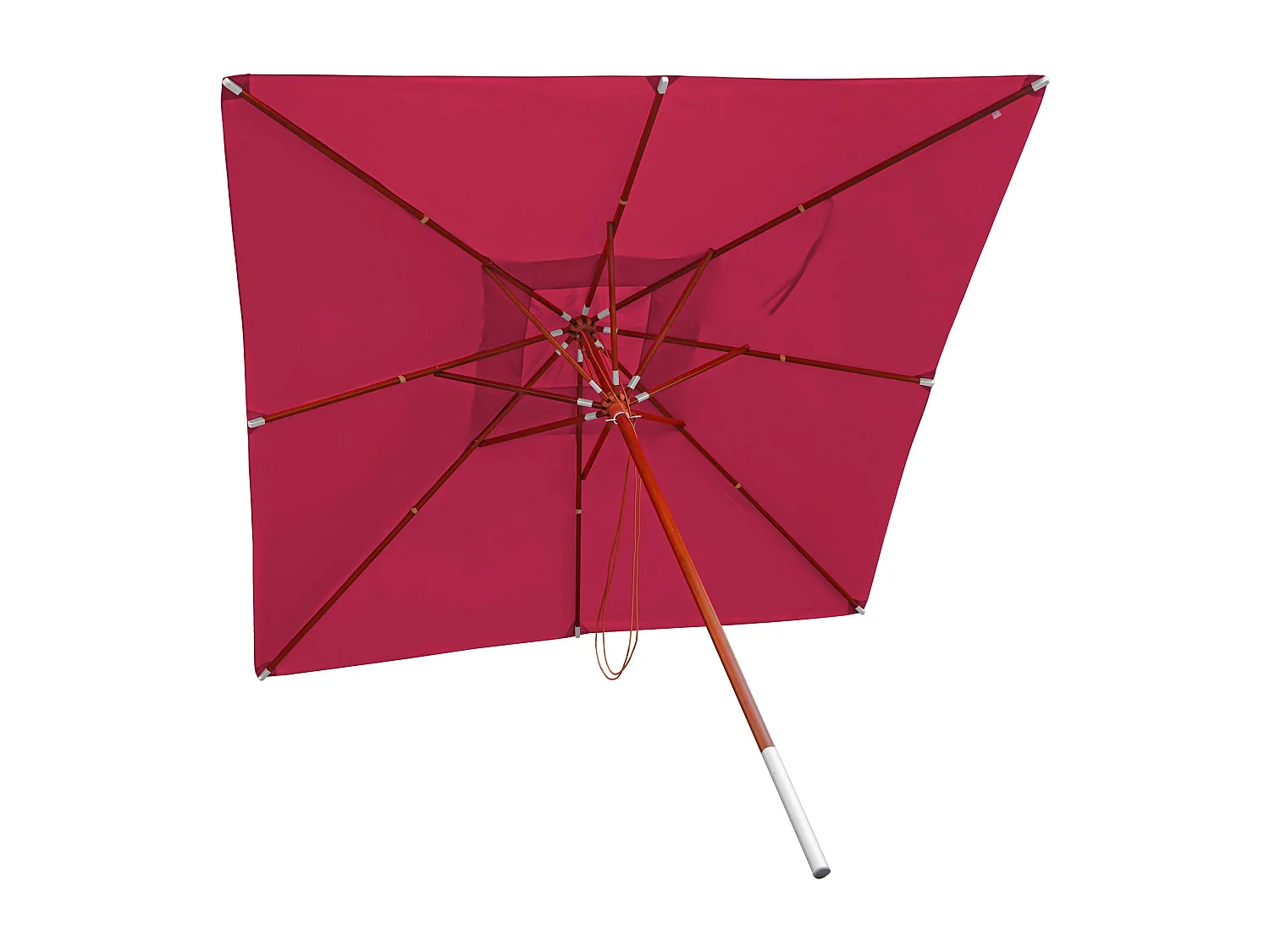 Ombrellone parasole quadrato MCW-C57 legno alluminio tessuto 300g/m² 4x4m bordeaux