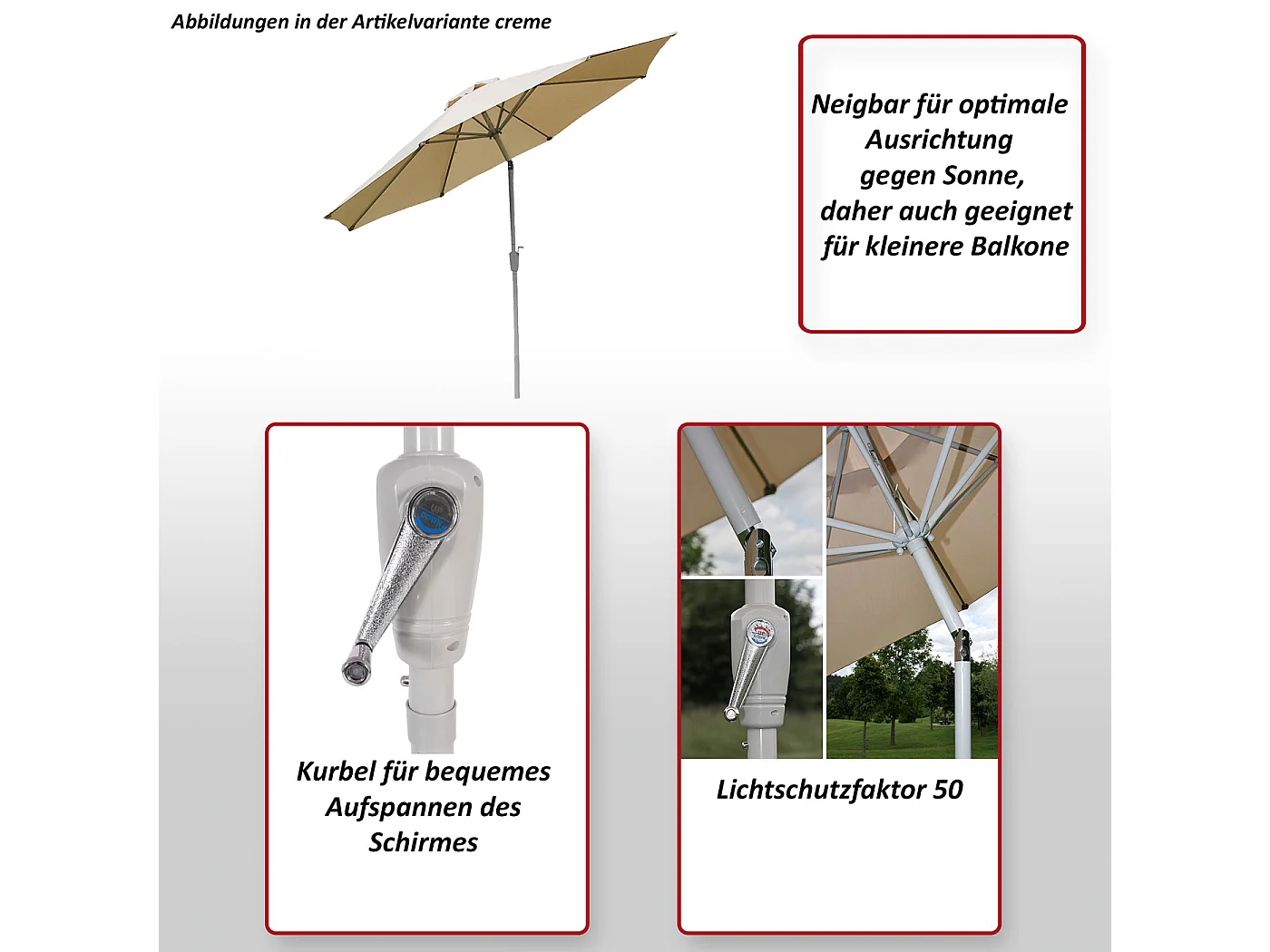Parasol Asti II uchylny,  czerwony