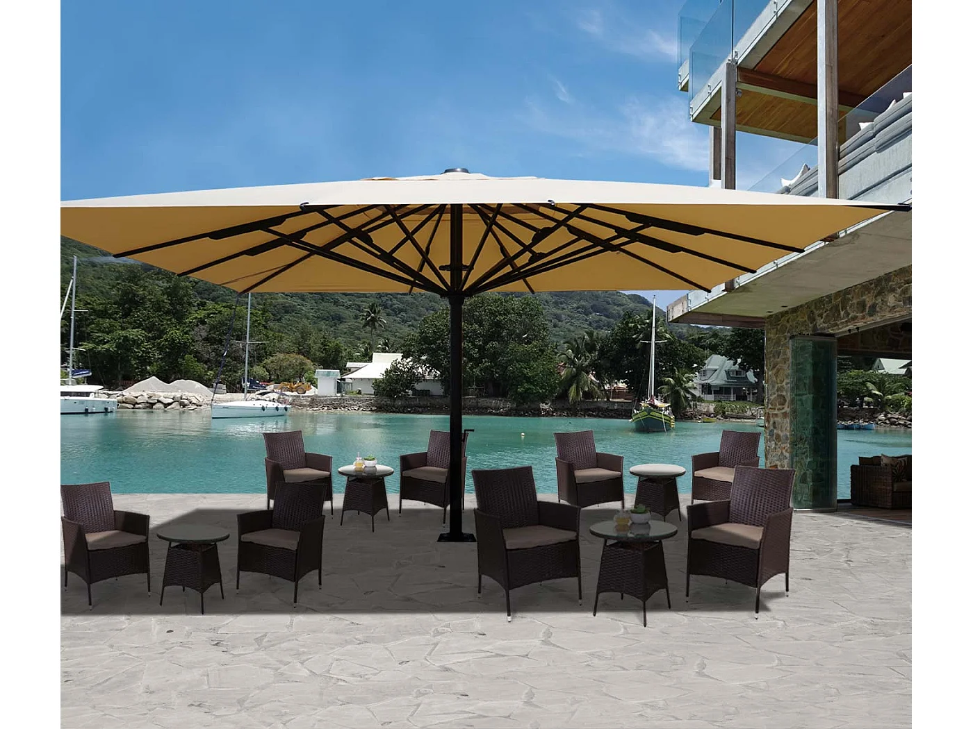 Gastronomie-Luxus-Sonnenschirm MCW-D20, Creme