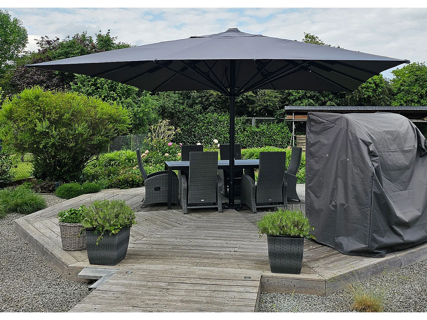 Gastronomie-Luxus-Sonnenschirm MCW-D20, Creme