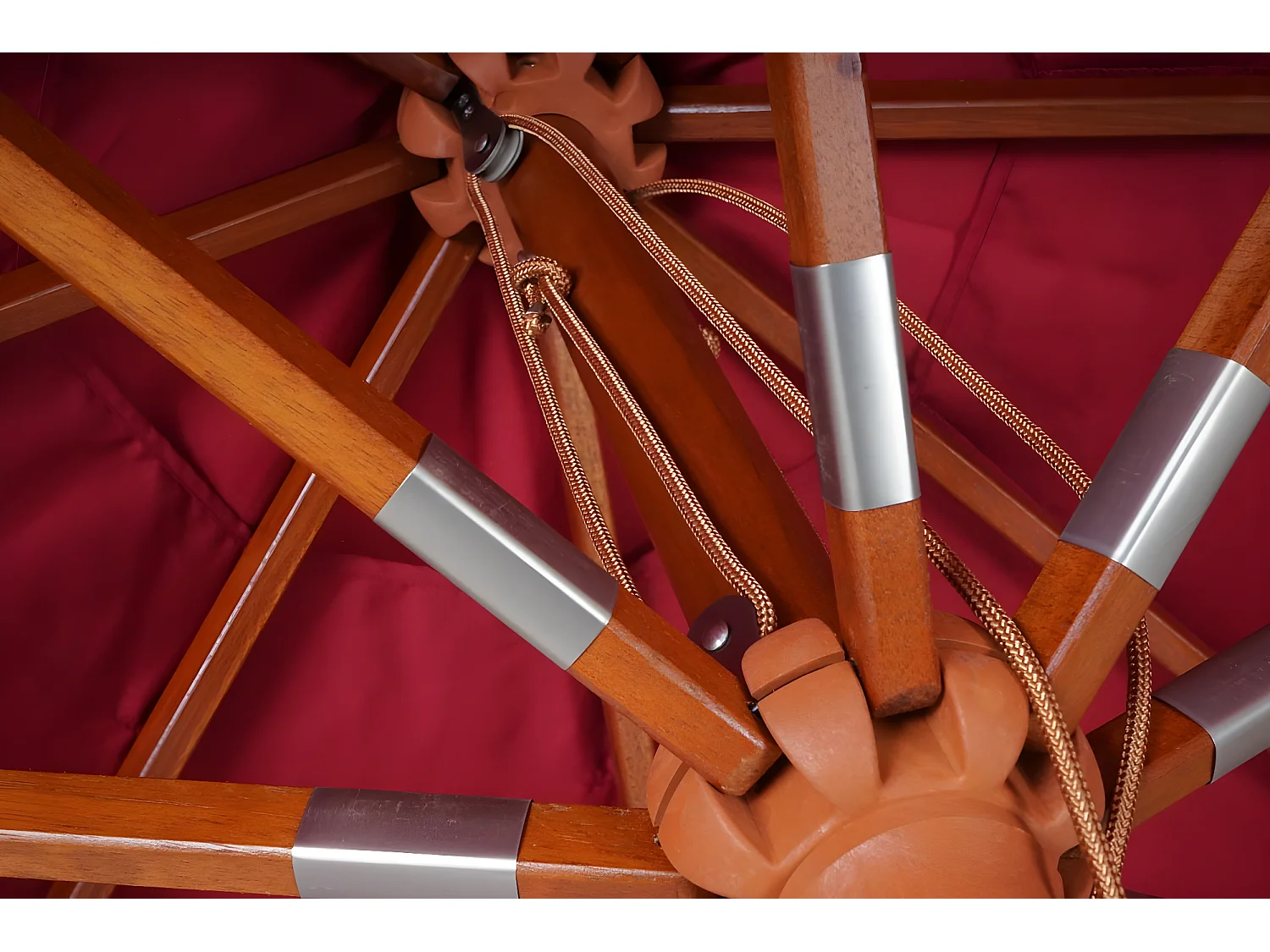 Ombrellone parasole quadrato MCW-C57 legno alluminio tessuto 300g/m² 3x3m bordeaux