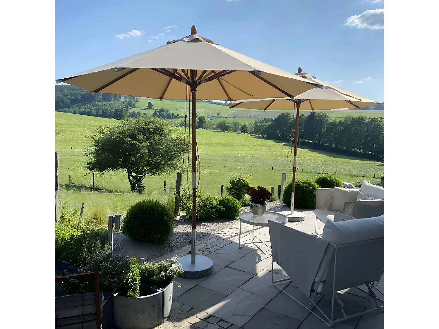 Gastronomie Sonnenschirm MCW-C57 II rund, Creme