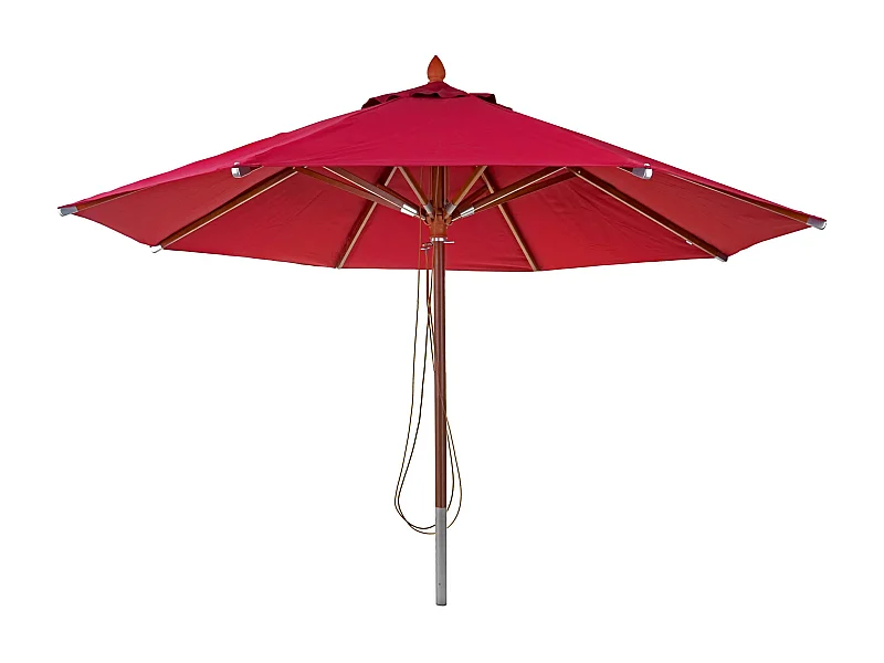 Ombrellone parasole rotondo MCW-C57 legno alluminio tessuto 300g/m² 4m bordeaux