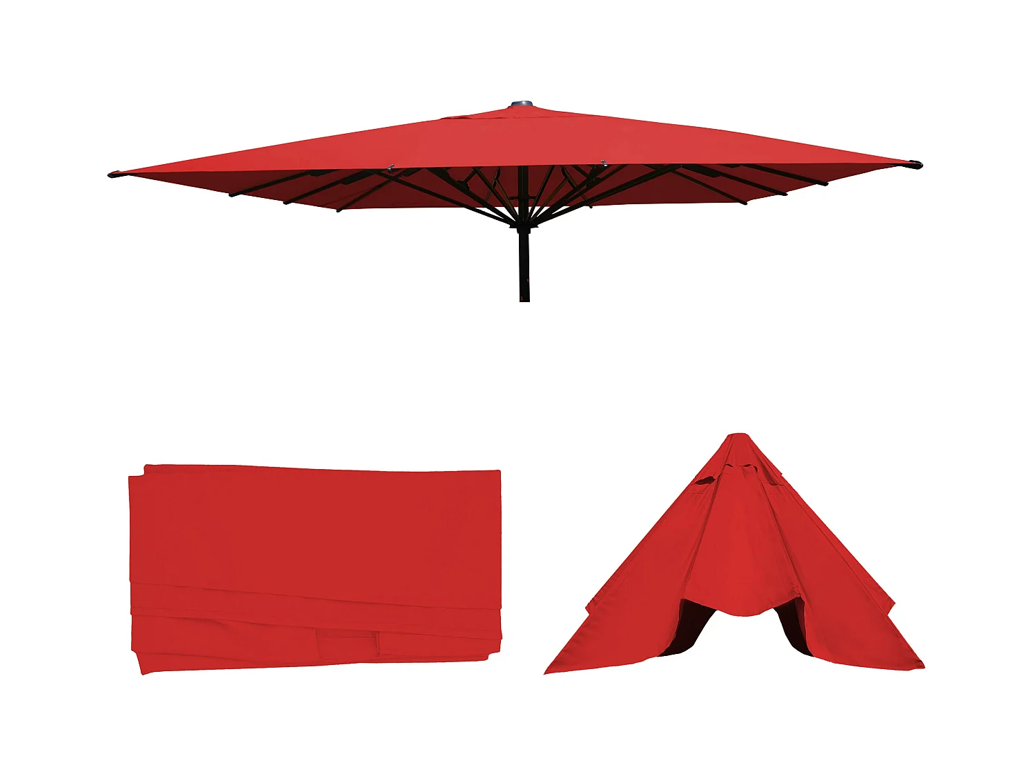 Telo copertura ombrellone MCW-D20 poliestere 5x5m rosso