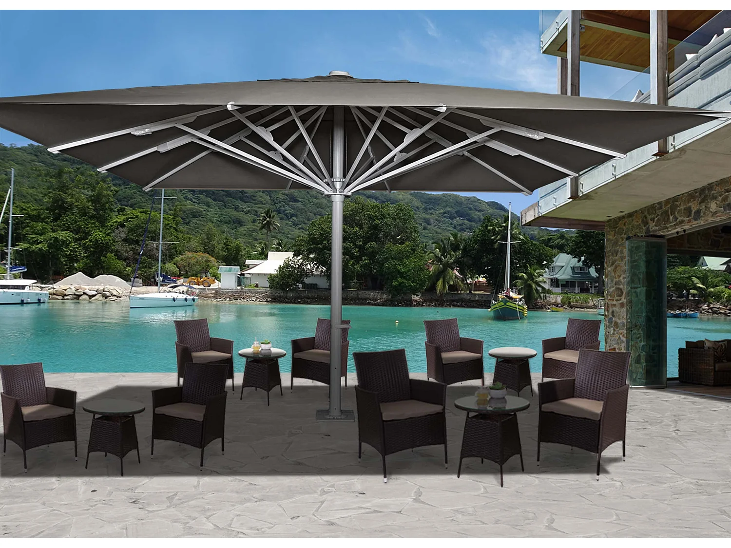 Gastronomie-Luxus-Sonnenschirm MCW-D20b, Anthrazit