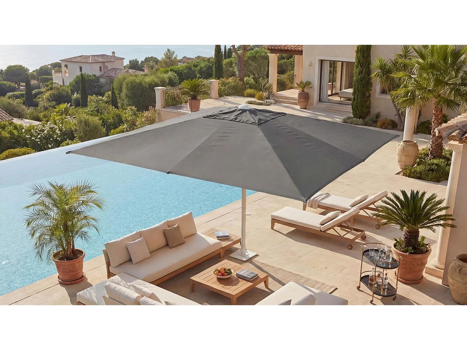 Gastronomie-Luxus-Sonnenschirm MCW-D20b, Anthrazit