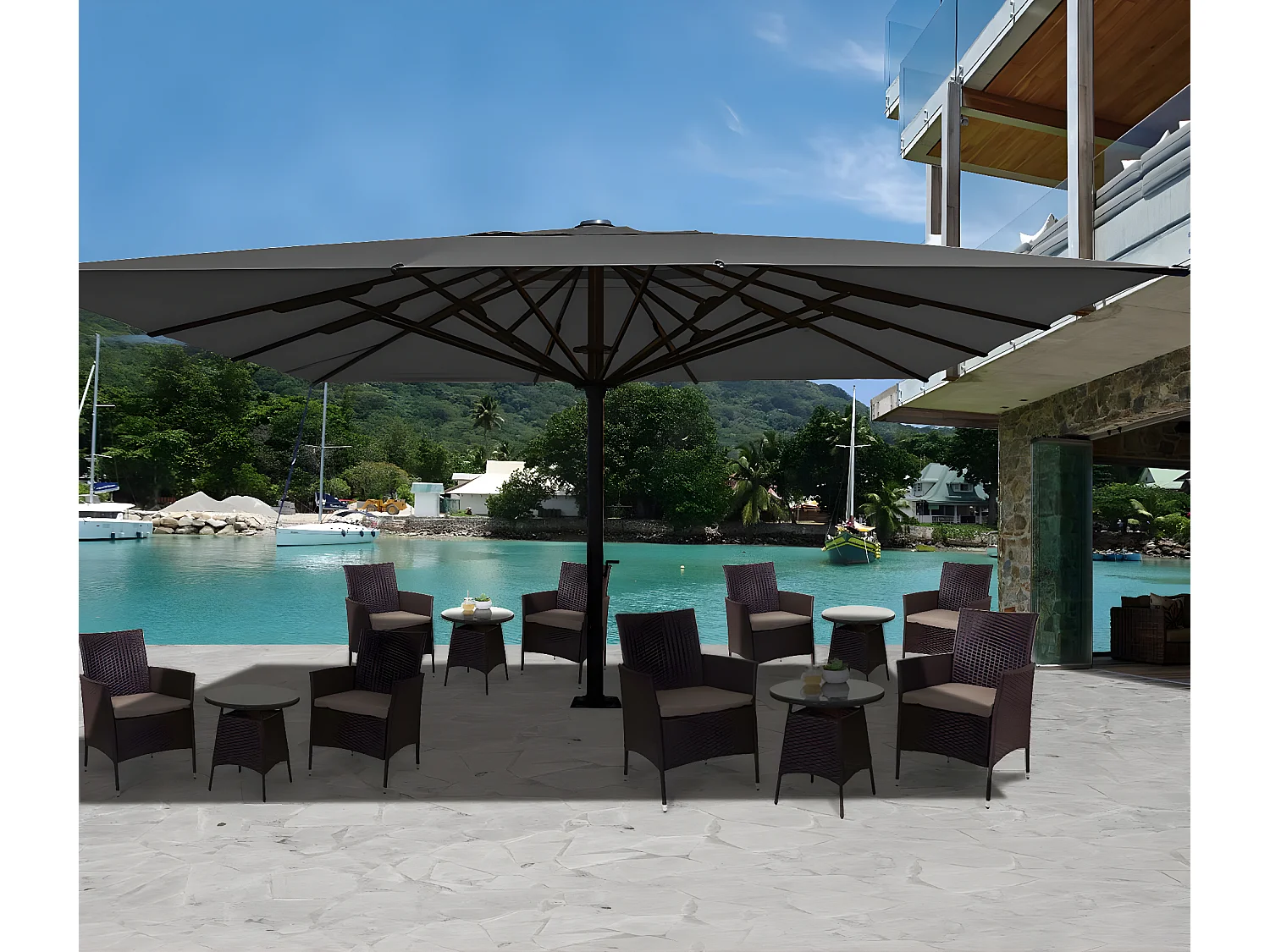 Luxe parasol voor de horeca MCW-D20,  antraciet