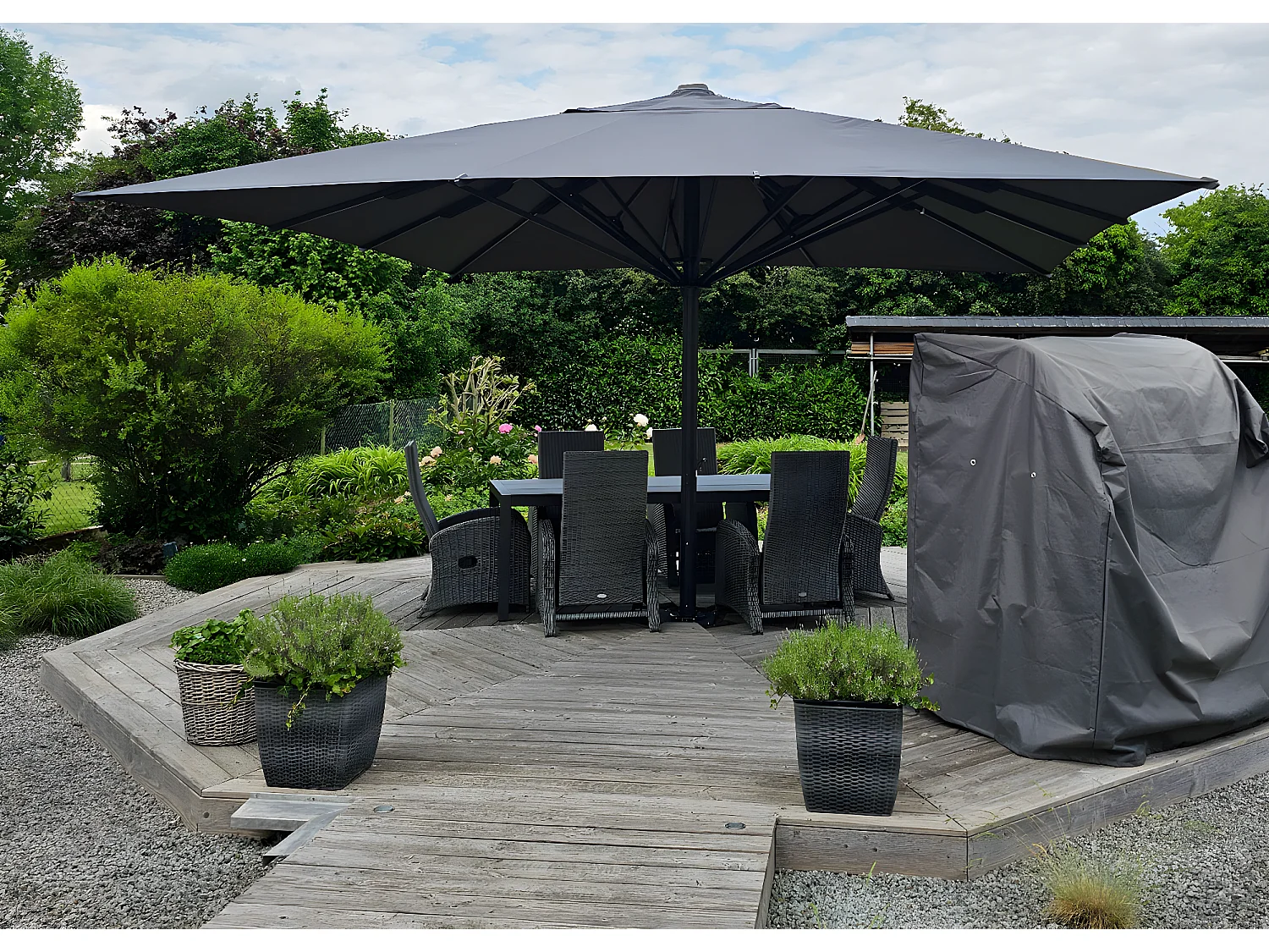 Luxe parasol voor de horeca MCW-D20,  antraciet