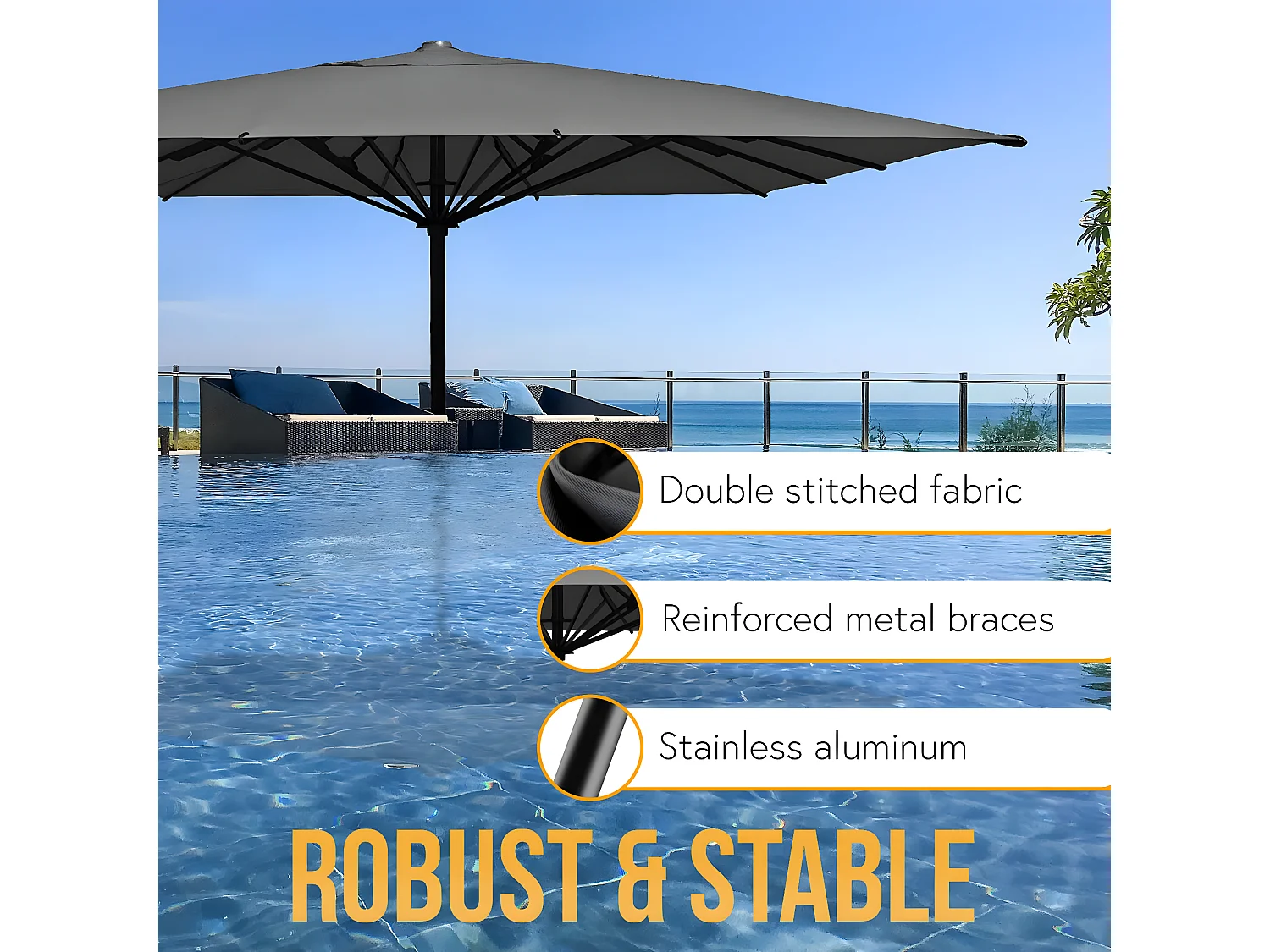 Luxe parasol voor de horeca MCW-D20,  antraciet