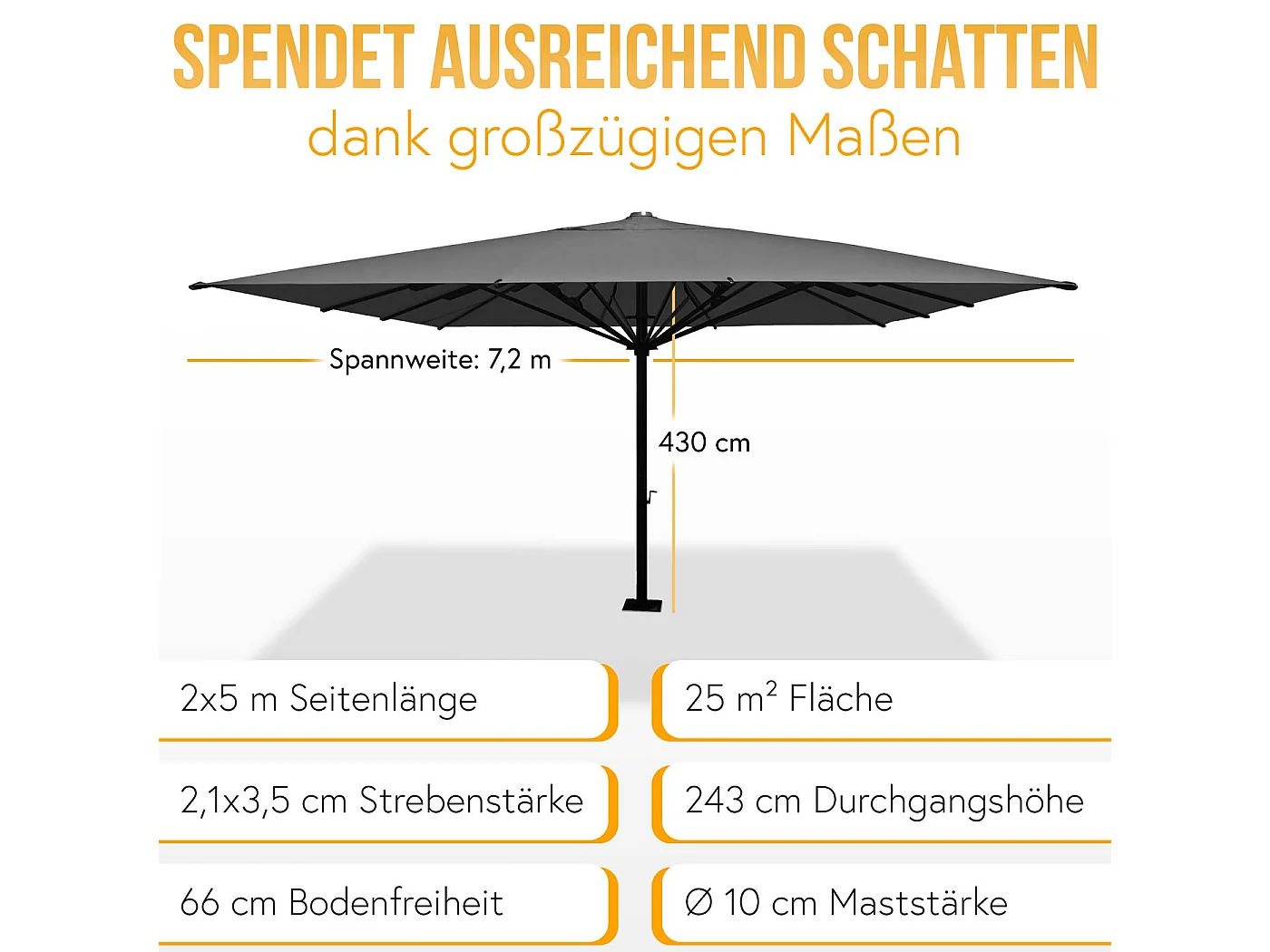 Luxe parasol voor de horeca MCW-D20,  antraciet