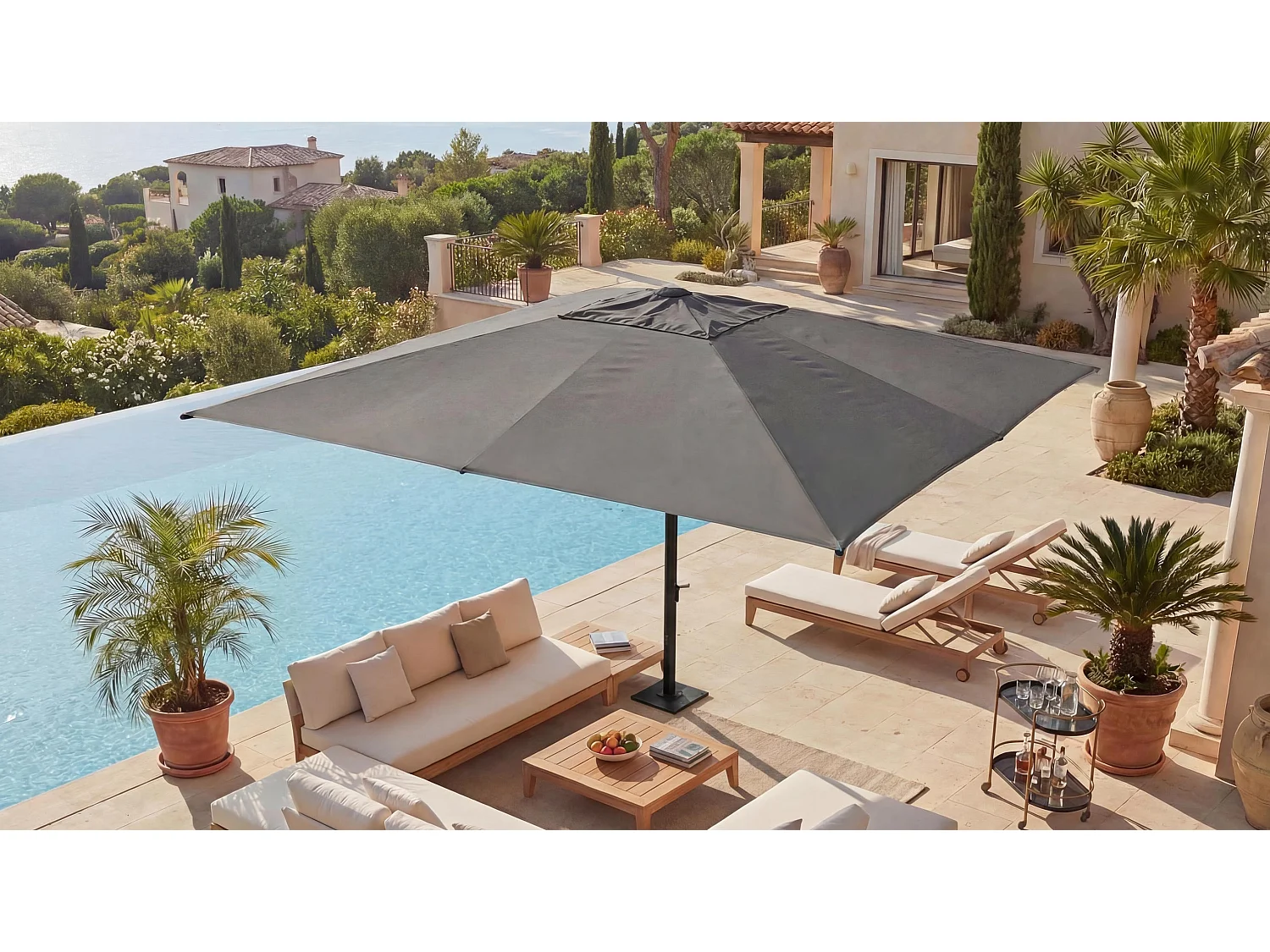 Gastronomie-Luxus-Sonnenschirm MCW-D20, Anthrazit