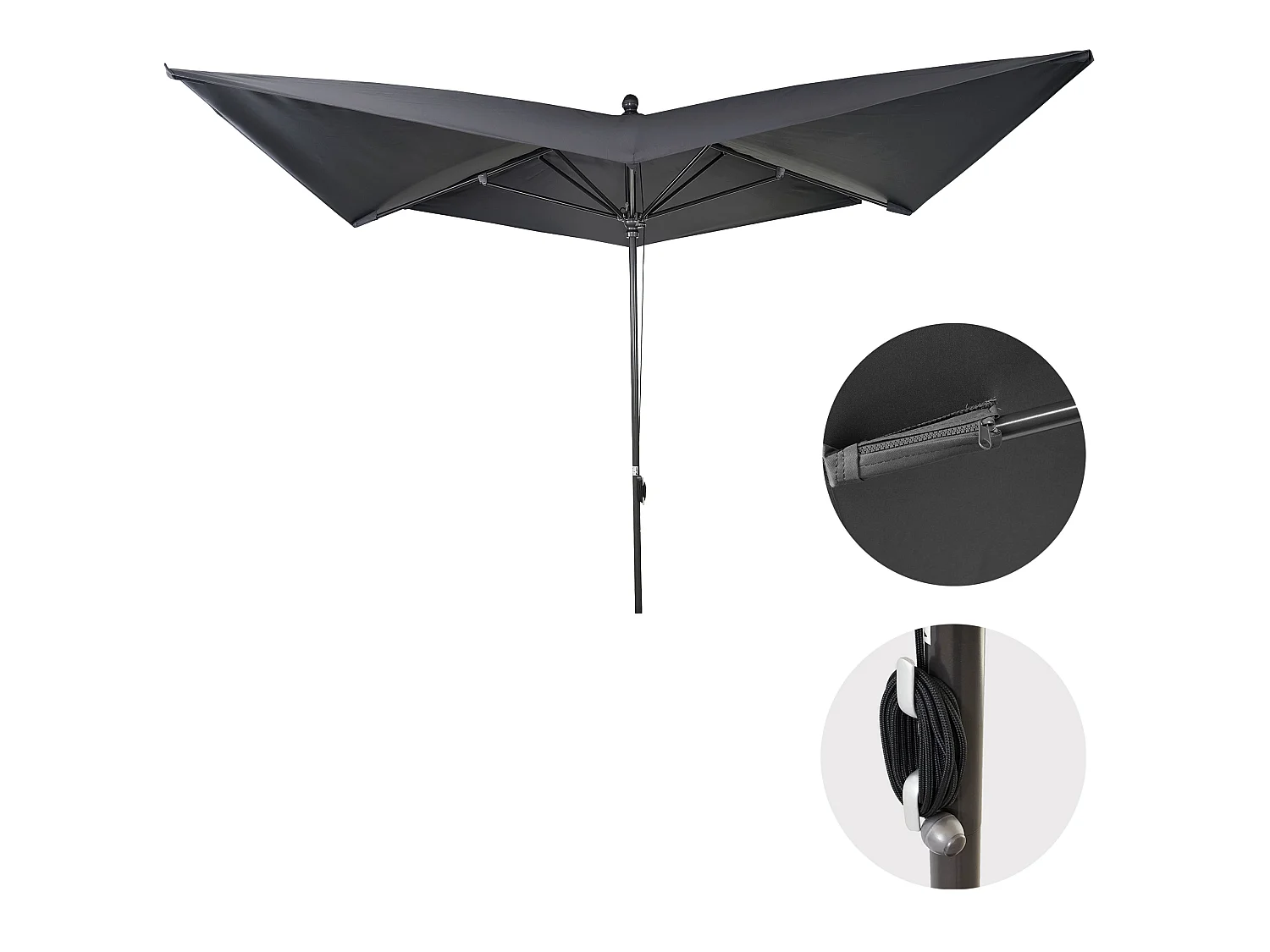 Parasol MCW-A37 3x3m,  antraciet zonder voet