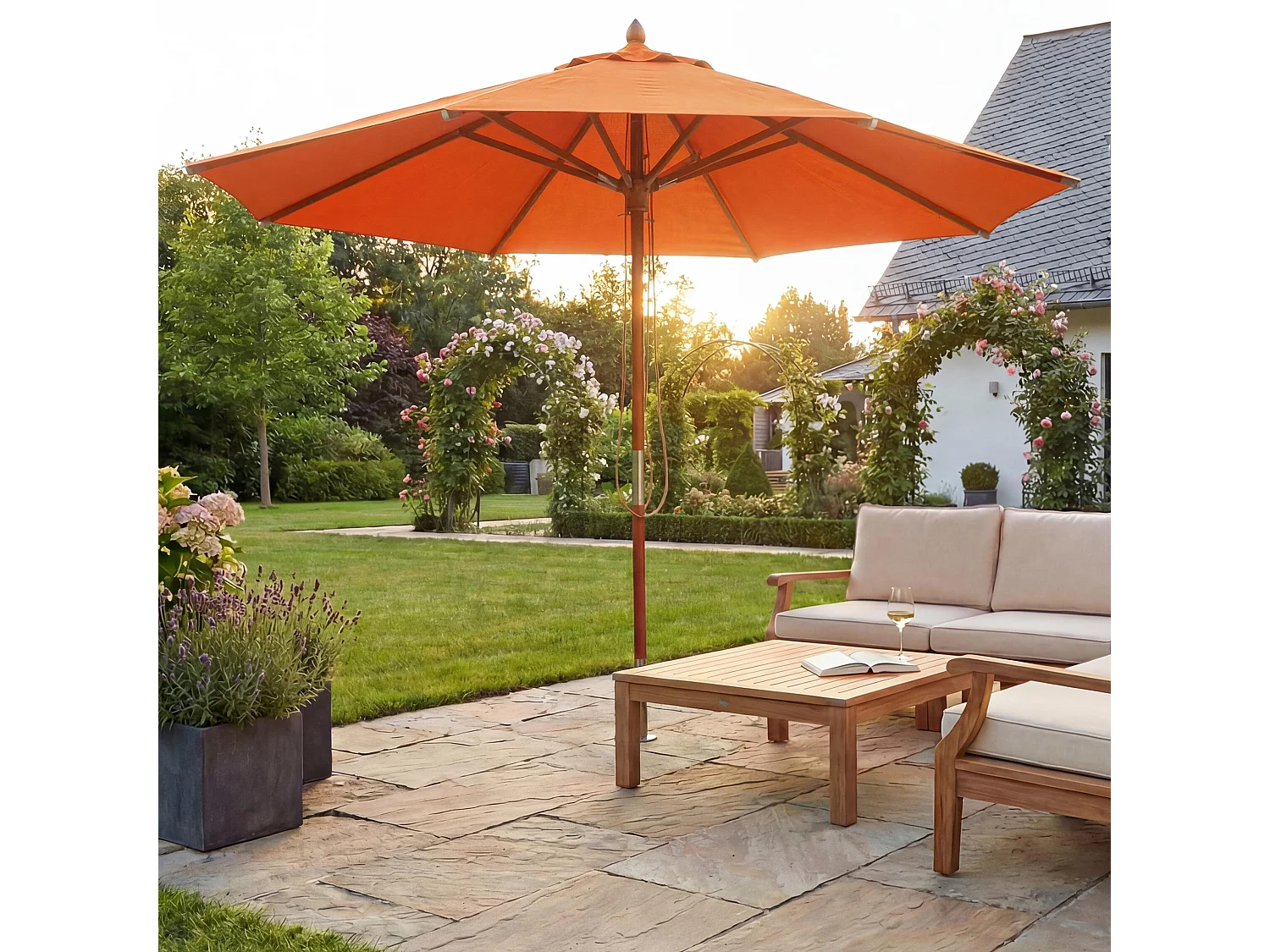 Parasol gastronomiczny MCW-C57 II okrągły,  terakota