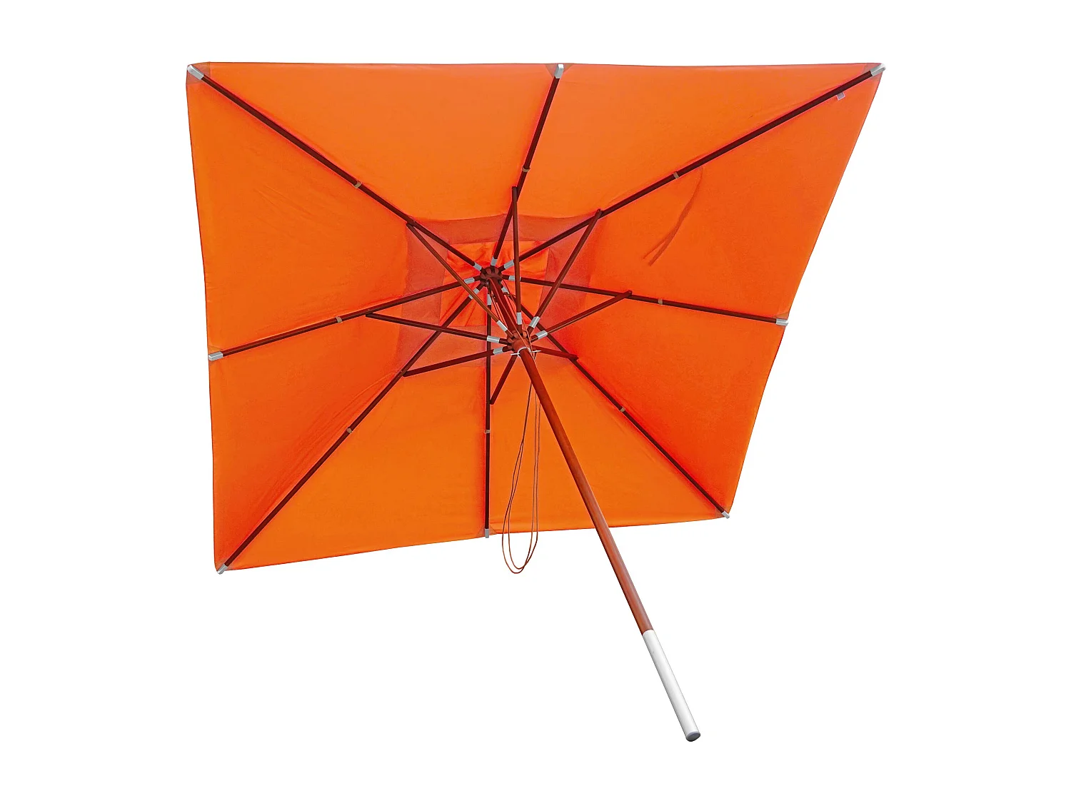 Ombrellone parasole quadrato MCW-C57 legno alluminio tessuto 300g/m² 4x4m ~ arancione