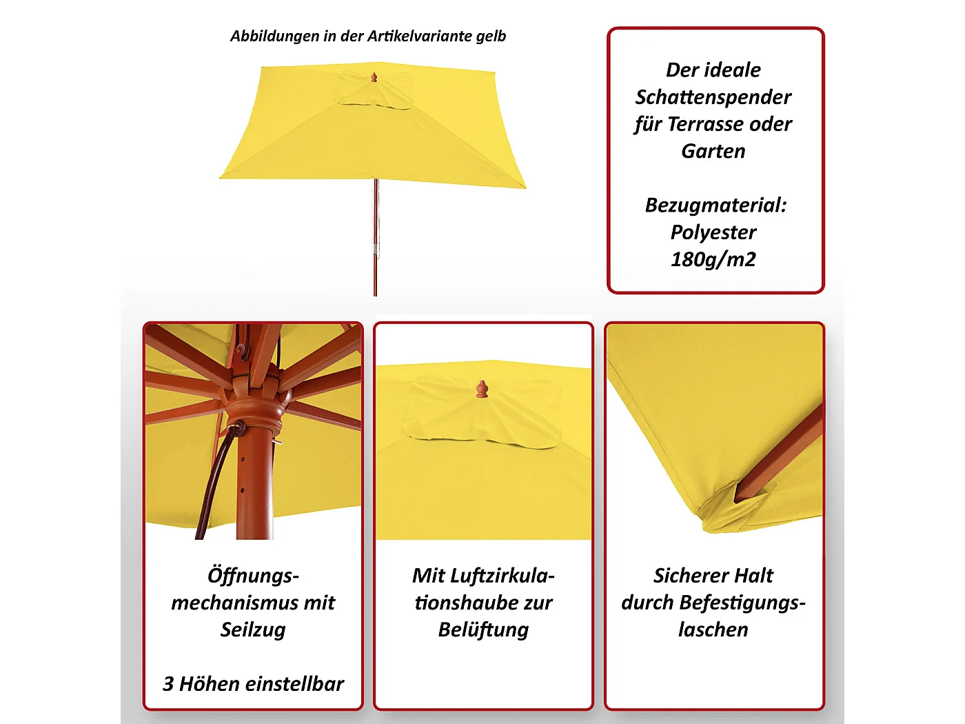 Parasol Lissabon II,  antraciet