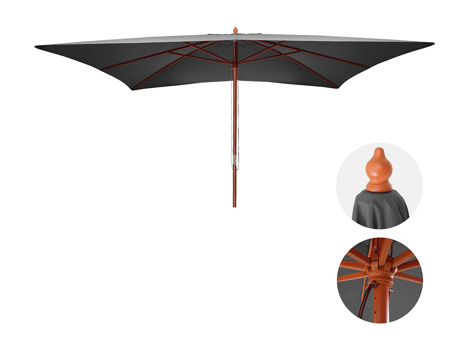 Ombrellone giardino spiaggia N83 Florida 3x4m poliestere ~ antracite