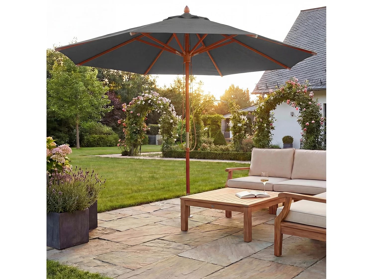 Gastronomie Sonnenschirm MCW-C57 II rund, Anthrazit