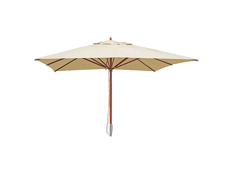Ombrellone parasole quadrato MCW-C57 legno alluminio tessuto 300g/m² 4x4m avorio