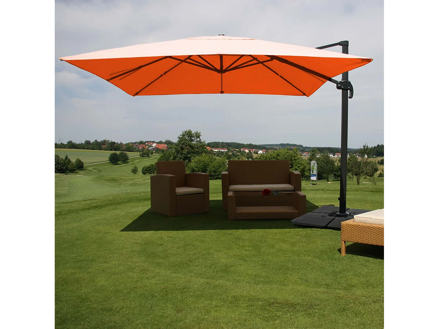 Zweefparasol MCW-A96 III,  terracotta met voet, draaibaar
