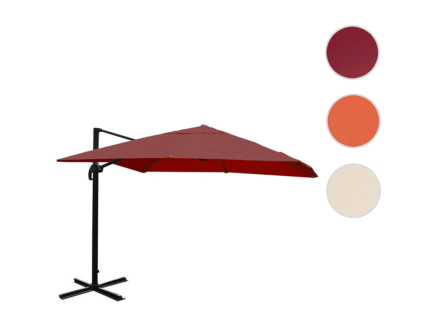 Ombrellone parasole decentrato MCW-A96 3x3m alluminio ~ bordeaux senza base