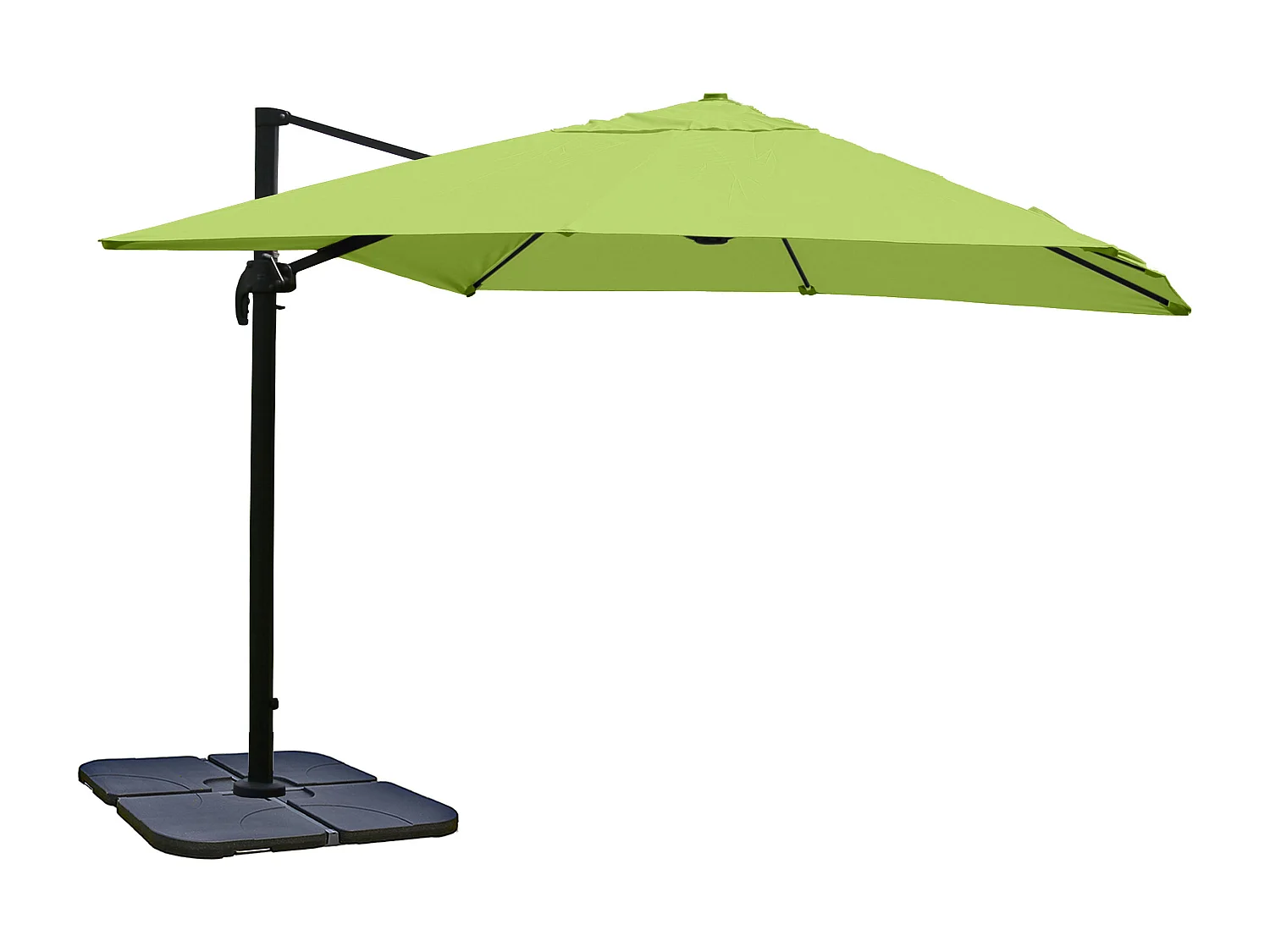 Ombrellone parasole decentrato MCW-A96 3x3m alluminio verde girevole con base