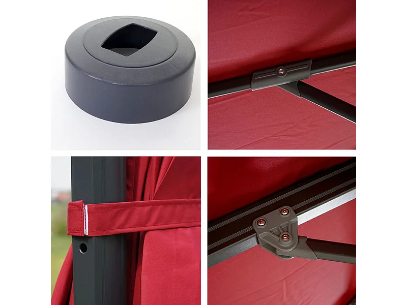 Ombrellone parasole decentrato MCW-A96 rotondo 3 m bordeaux senza base