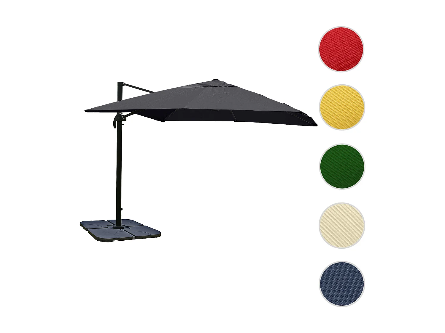 Obrotowy parasol wspornikowy MCW-A96 III,  antracyt ze stojakiem, obrotowy