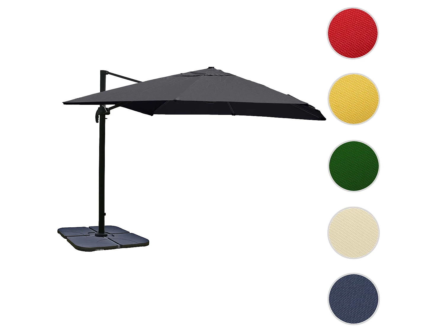 Ombrellone parasole decentrato MCW-A96 3x4m alluminio ~ antracite girevole con base