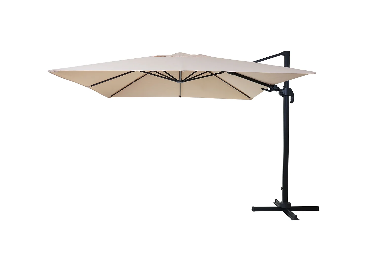 Ombrellone parasole decentrato MCW-A96 orientabile 3x4m alluminio avorio girevole senza base