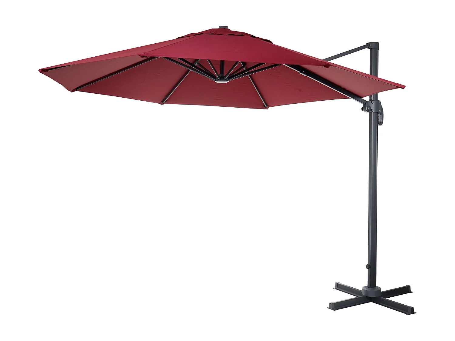 Okrągły parasol wspornikowy MCW-A96 II,  bordowy bez stojaka